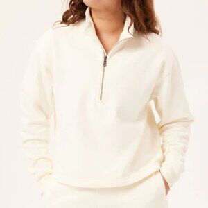Girlfriend Collective Ivory 50​/​50 Half-Zip Sweatshirt XS